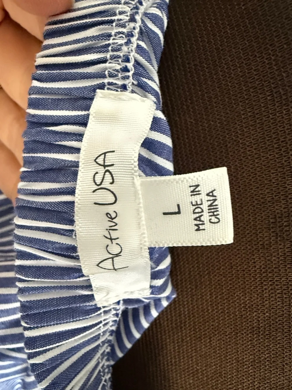 Blue and White Striped Off-Shoulder Tie-Sleeve Top - NWOT - Picture 4 of 5
